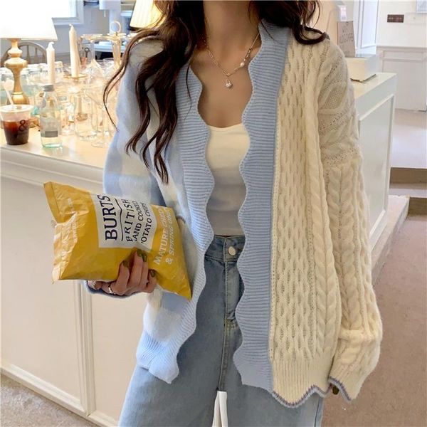 women's knits & tees wakuta sweet japan fashion patchwork sweater cardigan women casual loose plaid knitted all match 2021 spring autu, White
women's knits & tees wakuta sweet japan fashion patchwork sweater cardigan women casual loose plaid knitted all match 2021 spring autu, White