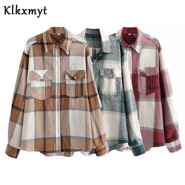 klkxmyt za women shirts fashion classic plaid loose blouse vintage long sleeve button-up spring female chic 210527, White
klkxmyt za women shirts fashion classic plaid loose blouse vintage long sleeve button-up spring female chic 210527, White