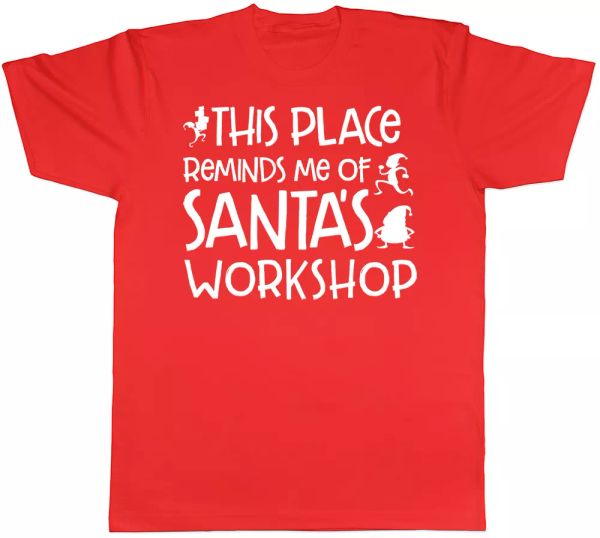 this place reminds me of santa's workshop mens funny short sleeve t-shirt, White;black
this place reminds me of santa's workshop mens funny short sleeve t-shirt, White;black