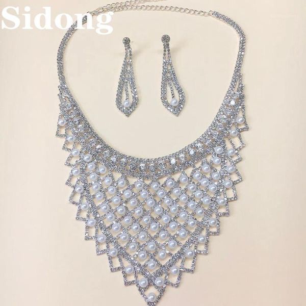 fashionable new exaggerated necklace pearl crystal necklink bridal wedding party jewelry gift set1, Golden;silver
fashionable new exaggerated necklace pearl crystal necklink bridal wedding party jewelry gift set1, Golden;silver