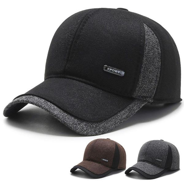 men winter thicken baseball cap casual woolen hat with earflaps warm snapback father's hats ear protection casquette outdoor, Black;white
men winter thicken baseball cap casual woolen hat with earflaps warm snapback father's hats ear protection casquette outdoor, Black;white