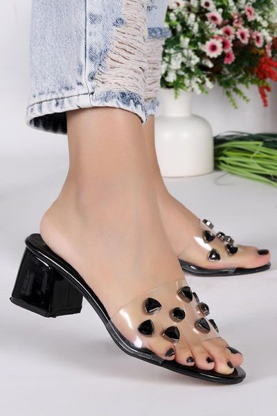 slippers woggo pnt 318007 japanned leather daily 5 cm heel women, Black