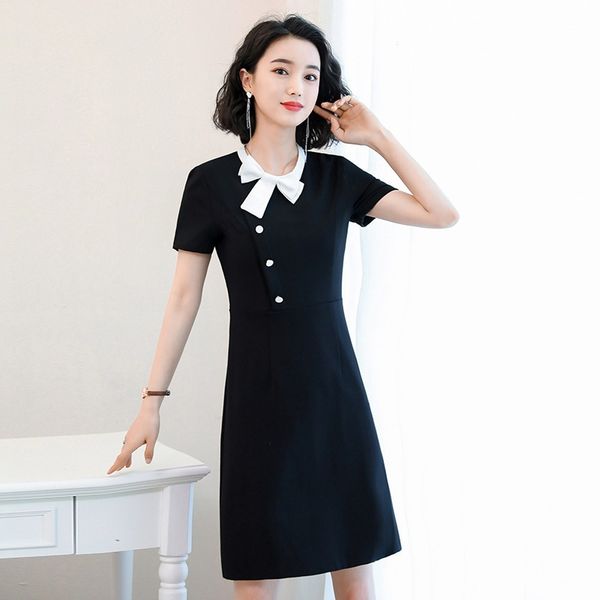 profsional women's 2021 summer short sleeve ol workplace jewelry beauty salon drs, White;black
profsional women's 2021 summer short sleeve ol workplace jewelry beauty salon drs, White;black