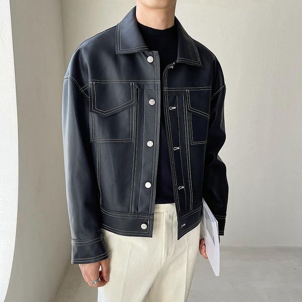 men's jackets men business casual vintage loose motorcycle leather jacket male low shoulders sewing thread fashion short coat, Black;brown
men's jackets men business casual vintage loose motorcycle leather jacket male low shoulders sewing thread fashion short coat, Black;brown