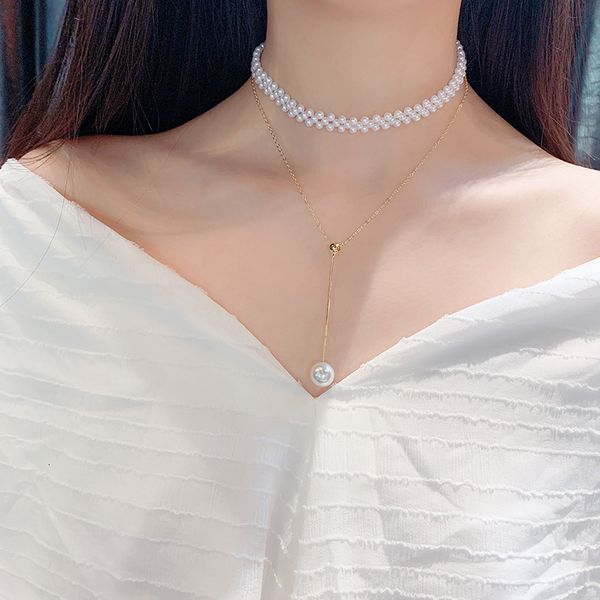 double layer pearl necklace neckchain japanese and fashion pearl pendant neck ornament net red personality collar neck with clavicle chain, Black
double layer pearl necklace neckchain japanese and fashion pearl pendant neck ornament net red personality collar neck with clavicle chain, Black