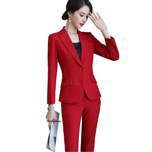 women's two piece pants pink red black blue women pant suit pieces set one button full sleeve blazer coat with trousers for office ladi, White
women's two piece pants pink red black blue women pant suit pieces set one button full sleeve blazer coat with trousers for office ladi, White
