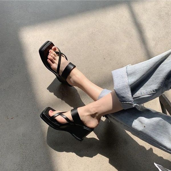 thong wedges high heels square toe slides sandals ladies flip flop shoes fashion summer platform pu leather women slippers, Black
thong wedges high heels square toe slides sandals ladies flip flop shoes fashion summer platform pu leather women slippers, Black