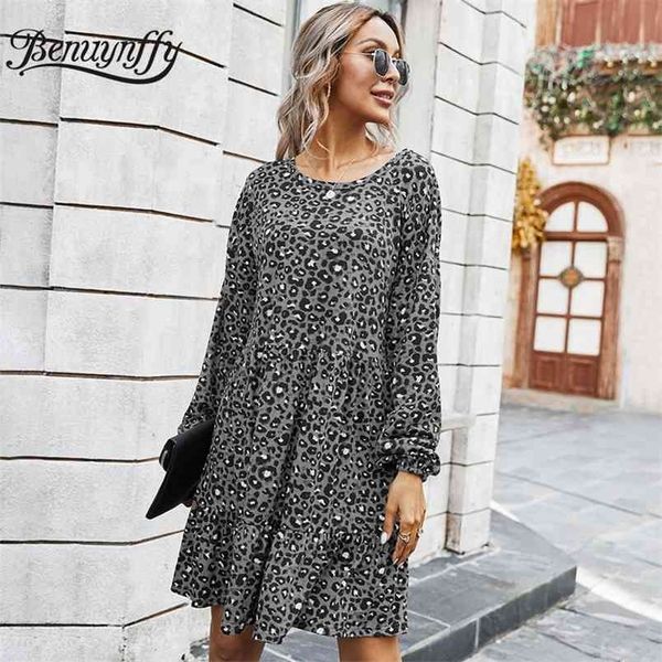 autumn winter women frill trim leopard print dress loose o-neck long sleeve casual fashion a-line mini dresses 210510, Black;gray
autumn winter women frill trim leopard print dress loose o-neck long sleeve casual fashion a-line mini dresses 210510, Black;gray