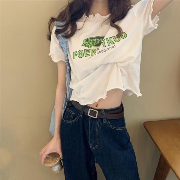women's t-shirt letter printing white round neck short-sleeved female summer 2021 korean tren
women's t-shirt letter printing white round neck short-sleeved female summer 2021 korean tren