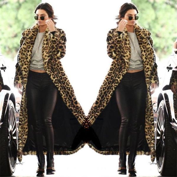 women's & leather brown leopard printed fur women autumn winter style thick warm faux plush plus size xlong coat y740, Black
women's & leather brown leopard printed fur women autumn winter style thick warm faux plush plus size xlong coat y740, Black