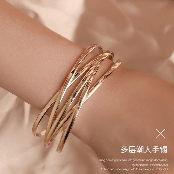 bangle fashion women's multilayer metal wires strings simplicity open intersect bracelet hand chain jewelry, Black
bangle fashion women's multilayer metal wires strings simplicity open intersect bracelet hand chain jewelry, Black