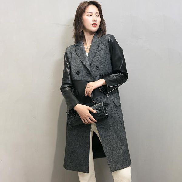 women's leather & faux genuine jacket autumn winter coat women clothes 2021 korean vintage 100% real sheepskin long veste femme 9920, Black
women's leather & faux genuine jacket autumn winter coat women clothes 2021 korean vintage 100% real sheepskin long veste femme 9920, Black