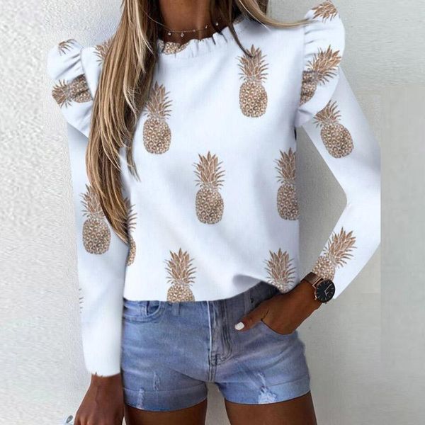 women's blouses & shirts pineapple women elegant striped print ruffle blouse ladies office for autumn long sleeve slim blousa o-neck, White
women's blouses & shirts pineapple women elegant striped print ruffle blouse ladies office for autumn long sleeve slim blousa o-neck, White