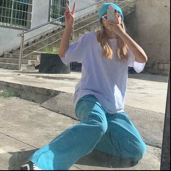 blue corduroy korean style fashion women pant plus size straight summer streetwear kpop wide loose trousers, Black;white
blue corduroy korean style fashion women pant plus size straight summer streetwear kpop wide loose trousers, Black;white