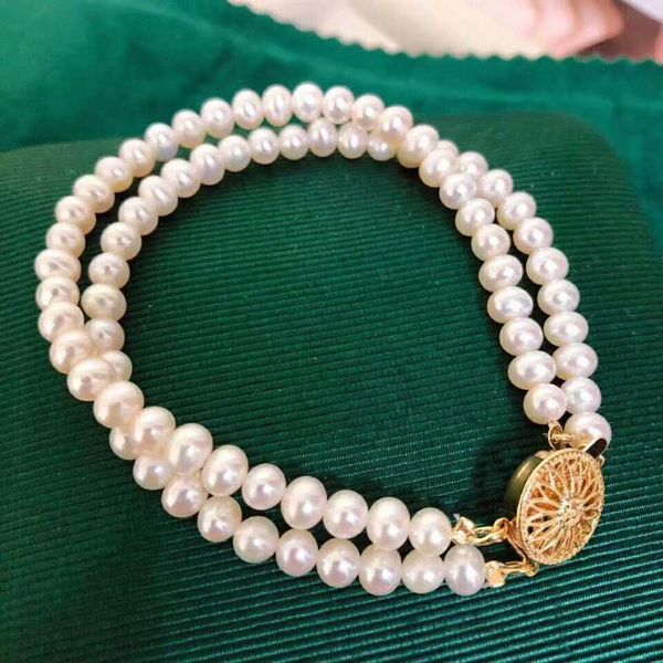 handmade natural 2 rows 7-7.5mm white freshwater pearl golden sunflower accessories clasp bracelet long 20cm bangle, Black
handmade natural 2 rows 7-7.5mm white freshwater pearl golden sunflower accessories clasp bracelet long 20cm bangle, Black