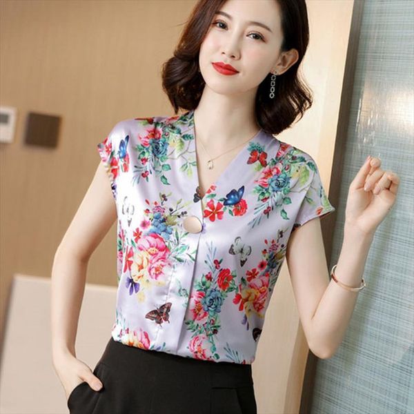 korean silk satin print womens shirt plus size v neck blusas elegante, White
korean silk satin print womens shirt plus size v neck blusas elegante, White