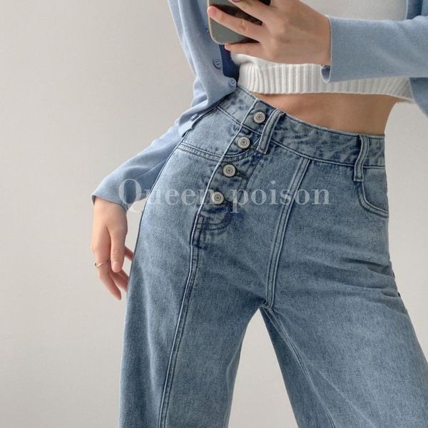 women's jeans womengaga spice girls side button women autumn loose straight leg pants high waist casual floor mops denim trousers 5g4s, Blue
women's jeans womengaga spice girls side button women autumn loose straight leg pants high waist casual floor mops denim trousers 5g4s, Blue