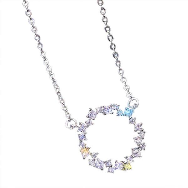 pendant necklaces korean fashion bridal wedding necklace circle dazzling round zirconia temperament sweet accessories, Silver
pendant necklaces korean fashion bridal wedding necklace circle dazzling round zirconia temperament sweet accessories, Silver