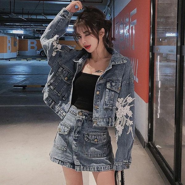 two piece dress denim 2piece set women embroidery single breasted short jackets+high waist mini skirts street style pants, White
two piece dress denim 2piece set women embroidery single breasted short jackets+high waist mini skirts street style pants, White