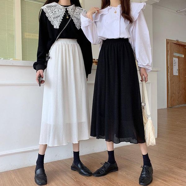 skirts chiffon skirt female 2021 summer ins super fairy student high waist slim white medium length a-line, Black
skirts chiffon skirt female 2021 summer ins super fairy student high waist slim white medium length a-line, Black