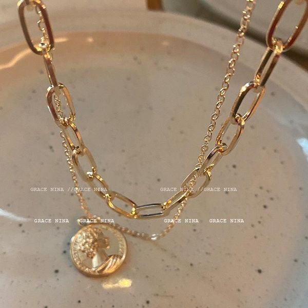 pendant necklaces double layer women's necklace niche temperament rock punk metal cool stuff female choker neck chain fashion, Silver
pendant necklaces double layer women's necklace niche temperament rock punk metal cool stuff female choker neck chain fashion, Silver