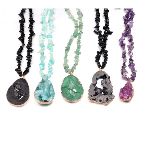 pendant necklaces natural stone necklace irregular druzy agate long chip white crystal chain charms for women jewelry, Silver
pendant necklaces natural stone necklace irregular druzy agate long chip white crystal chain charms for women jewelry, Silver