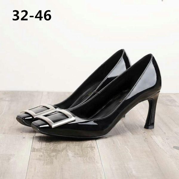 dress shoes 2021 fashion metal square buckle pumps head shallow mouth fine heels professional commuter woman, Black
dress shoes 2021 fashion metal square buckle pumps head shallow mouth fine heels professional commuter woman, Black