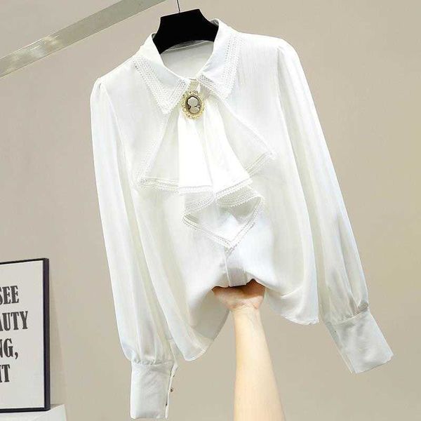 superaen spring bow chiffon full solid shirt women's french gentle retro 210615, White
superaen spring bow chiffon full solid shirt women's french gentle retro 210615, White