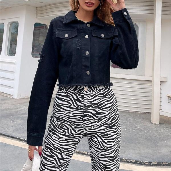 women's jackets turn-down collar black crop denim jacket women spring and autumn casual hole long sleeve female jeans coats outwear, Black;brown
women's jackets turn-down collar black crop denim jacket women spring and autumn casual hole long sleeve female jeans coats outwear, Black;brown