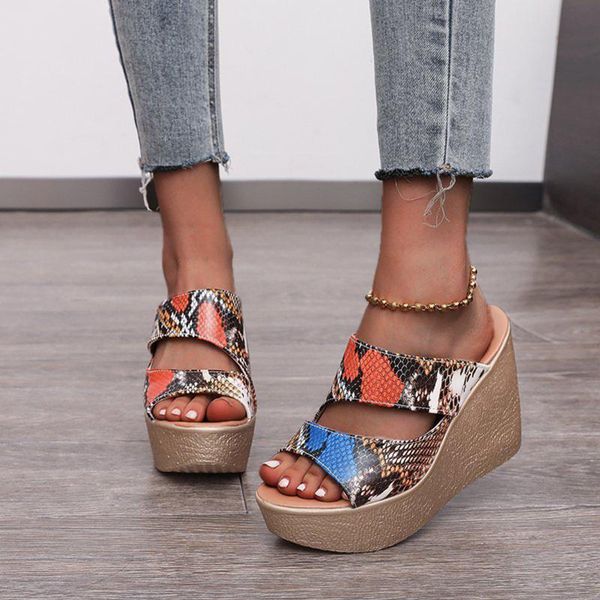 women's fashion platform sandals summer snake print fish mouth ladies hollow high heels wedges shoes female slippers slides, Black
women's fashion platform sandals summer snake print fish mouth ladies hollow high heels wedges shoes female slippers slides, Black