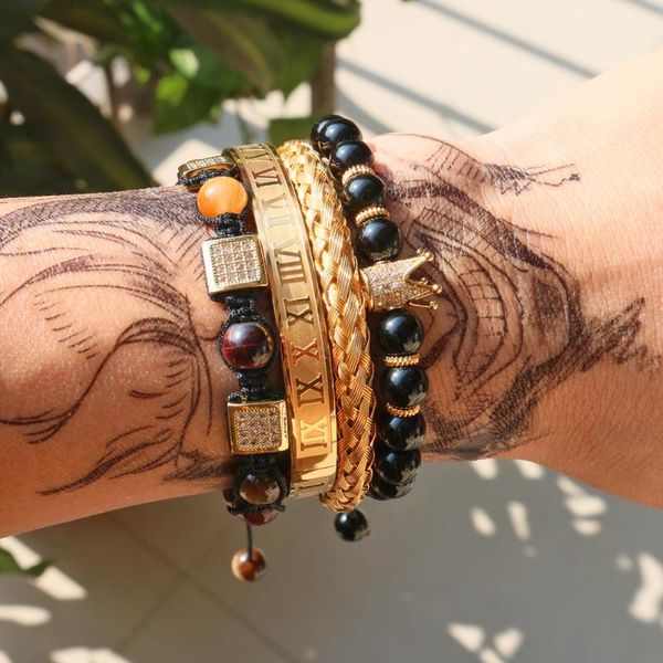 4pcs/set royal crown roman bracelets & bangles beads braiding bracelet for men stainless steel pulseira men's jewelry bangle, Black
4pcs/set royal crown roman bracelets & bangles beads braiding bracelet for men stainless steel pulseira men's jewelry bangle, Black