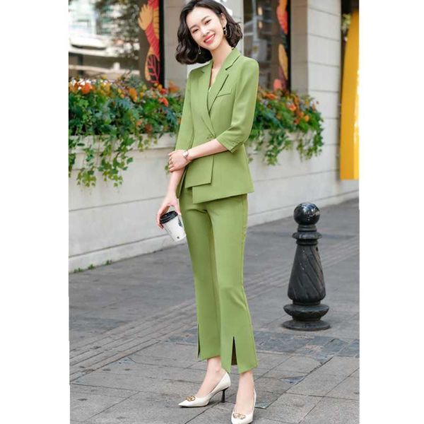 women's two piece pants high-quality elegant atmosphere professional suit jacket female spring and summer thin design temperament work, White
women's two piece pants high-quality elegant atmosphere professional suit jacket female spring and summer thin design temperament work, White