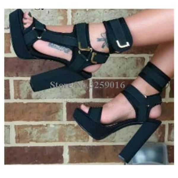 sandals open toe suede leather high platform design women fashion ankle wrap buckle heel, Black
sandals open toe suede leather high platform design women fashion ankle wrap buckle heel, Black