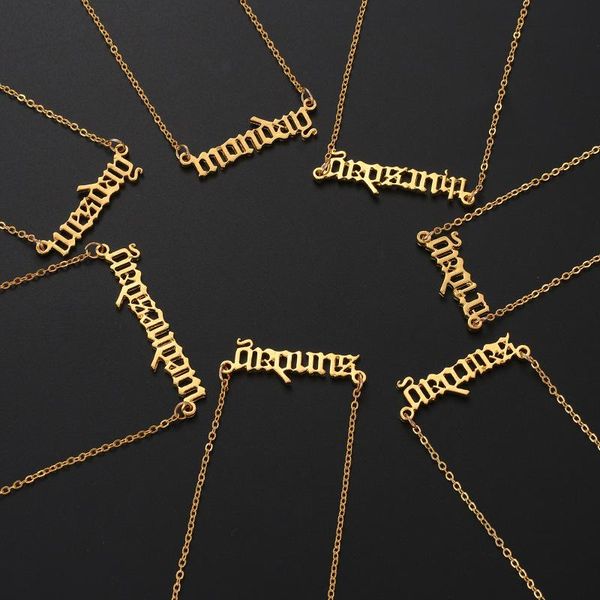 seven days a week english alloy birthday gift pendant necklace necklaces, Silver
seven days a week english alloy birthday gift pendant necklace necklaces, Silver