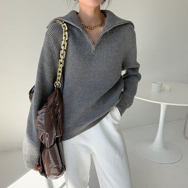 women clothes fashion thick turtleneck zipper pullover sweaters women loose long sleeve female knitting winter 210422, White;black
women clothes fashion thick turtleneck zipper pullover sweaters women loose long sleeve female knitting winter 210422, White;black