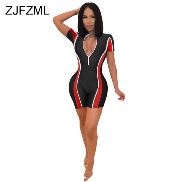 women's jumpsuits & rompers contrast color skinny playsuits women deep v neck short sleeve one piece overall streetwear front zipper bo, Black;white
women's jumpsuits & rompers contrast color skinny playsuits women deep v neck short sleeve one piece overall streetwear front zipper bo, Black;white