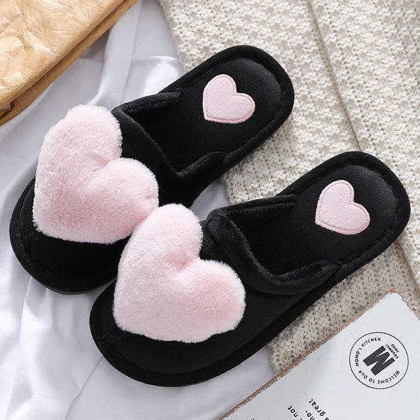 women love heart cotton slippers winter fur slides ladies home furry warm indoor shoes claquette fourrure q53d, Black
women love heart cotton slippers winter fur slides ladies home furry warm indoor shoes claquette fourrure q53d, Black