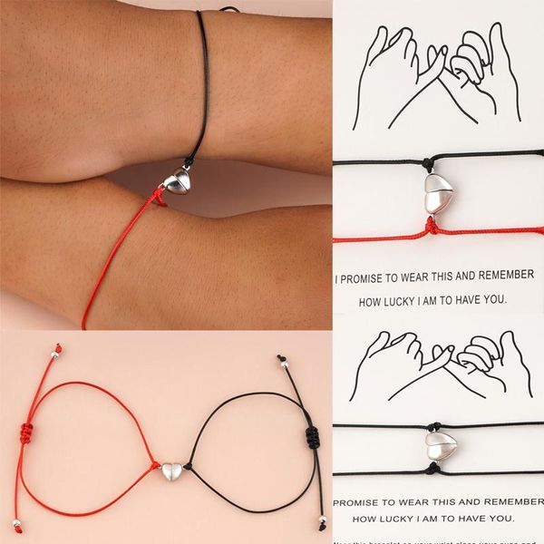 link, chain 2pcs heart-shaped alloy magnet attracts woven couple bracelet copper adjustable wrist for men women jewelry gift, Black
link, chain 2pcs heart-shaped alloy magnet attracts woven couple bracelet copper adjustable wrist for men women jewelry gift, Black