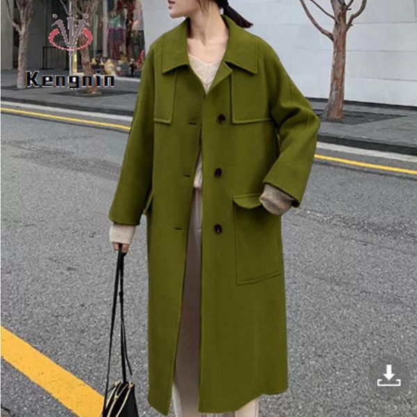 women's wool & blends autumn winter women jackets korean loose double cashmere midi long female basic coat big pockets woll&blends lady, Black
women's wool & blends autumn winter women jackets korean loose double cashmere midi long female basic coat big pockets woll&blends lady, Black