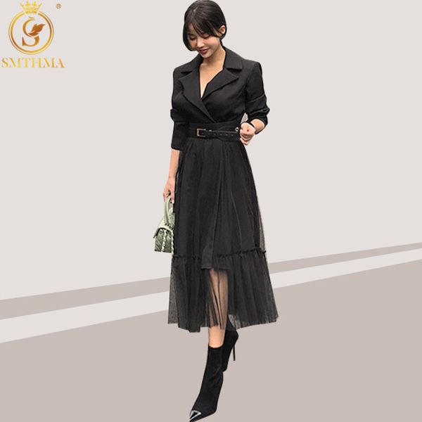 elegant blazer dress spring casual mesh patchwork long sleeve with belt big swing es vestidos 210520, Black;gray
elegant blazer dress spring casual mesh patchwork long sleeve with belt big swing es vestidos 210520, Black;gray