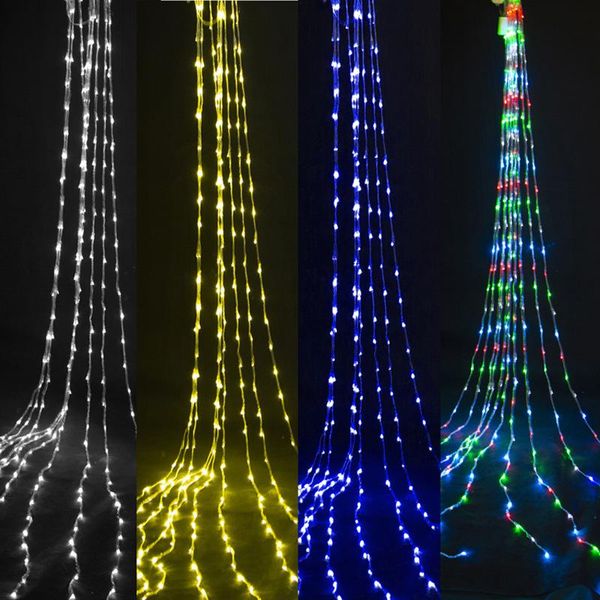 

strings outdoor christmas led waterfall meteor shower rain string light 3*3m 320 wedding curtain icicle fairy garland garden
