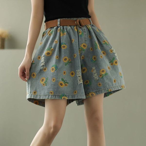 plus size summer women's denim shorts mom high waist baggy jeans short vintage floral print ripped streetwear pants, Blue
plus size summer women's denim shorts mom high waist baggy jeans short vintage floral print ripped streetwear pants, Blue