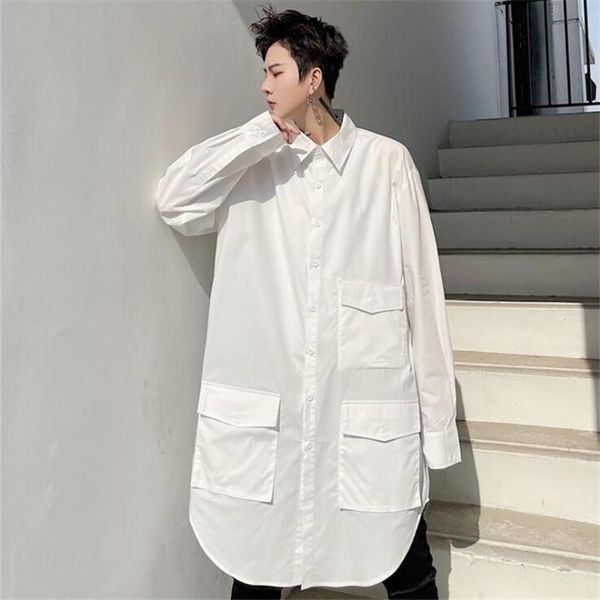 spring summer men white multi pockets long shirt korean fashion man oversized streetwear sleeve shirts chemise homme men's casual, White;black
spring summer men white multi pockets long shirt korean fashion man oversized streetwear sleeve shirts chemise homme men's casual, White;black