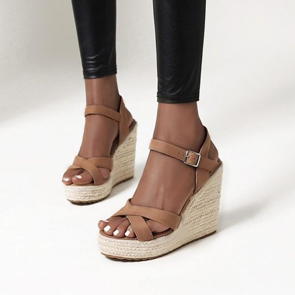 sandals korean open toe women's slope heel large waterproof platform super high heels solid suede summer shoes, Black
sandals korean open toe women's slope heel large waterproof platform super high heels solid suede summer shoes, Black