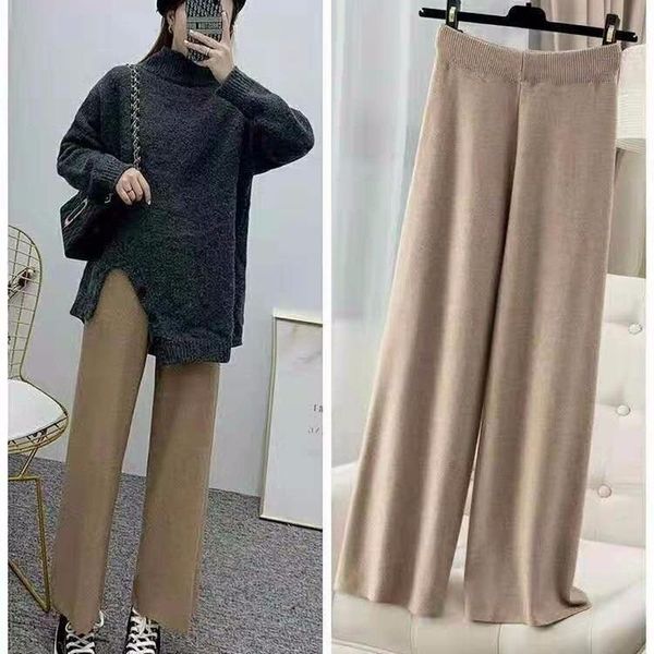 autumn winter women casual knitted ankle-length pants female drawstring loose high elastic waist wide leg trousers s42 women's & capris, Black;white
autumn winter women casual knitted ankle-length pants female drawstring loose high elastic waist wide leg trousers s42 women's & capris, Black;white