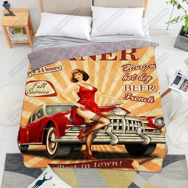 comforters & sets american diner vintage poster with retro car and pin-up girl coverlet summer qulits bedspread on the bed thin qulit half t
comforters & sets american diner vintage poster with retro car and pin-up girl coverlet summer qulits bedspread on the bed thin qulit half t
