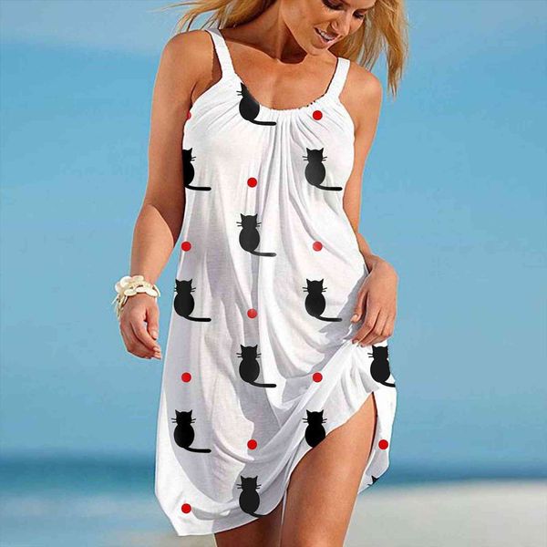 4 sleeveless cute womens dresses cartoon print hem loose beach black cat summer, Black;gray
4 sleeveless cute womens dresses cartoon print hem loose beach black cat summer, Black;gray