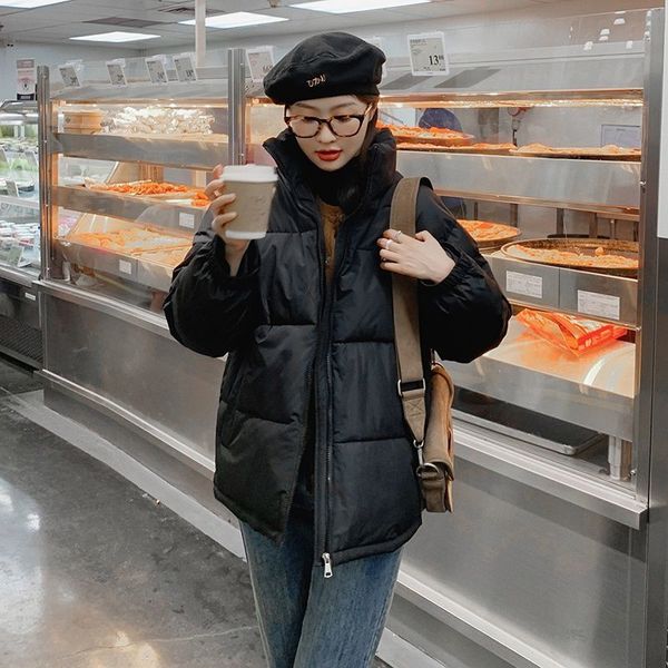 women's down & parkas thick winter women jacket white cotton coat streetwear short stand collar korean loose puffer jackets solid warm, Black
women's down & parkas thick winter women jacket white cotton coat streetwear short stand collar korean loose puffer jackets solid warm, Black