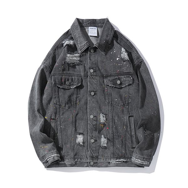 men's jackets design paint dot print hole denim gown loose hip hop street tide autumn outerwear 9ugd, Black;brown
men's jackets design paint dot print hole denim gown loose hip hop street tide autumn outerwear 9ugd, Black;brown
