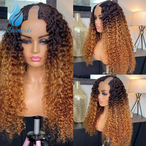 lace wigs shumeida ombre blonde color u part wig brazilian remy human hair curly for black women, Black;brown
lace wigs shumeida ombre blonde color u part wig brazilian remy human hair curly for black women, Black;brown